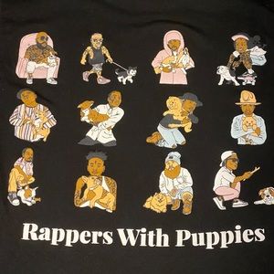 Rappers With Puppies Black Graphic Tee